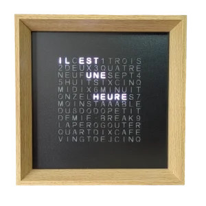 horloge à mots de bureau lumodesk vue de face
